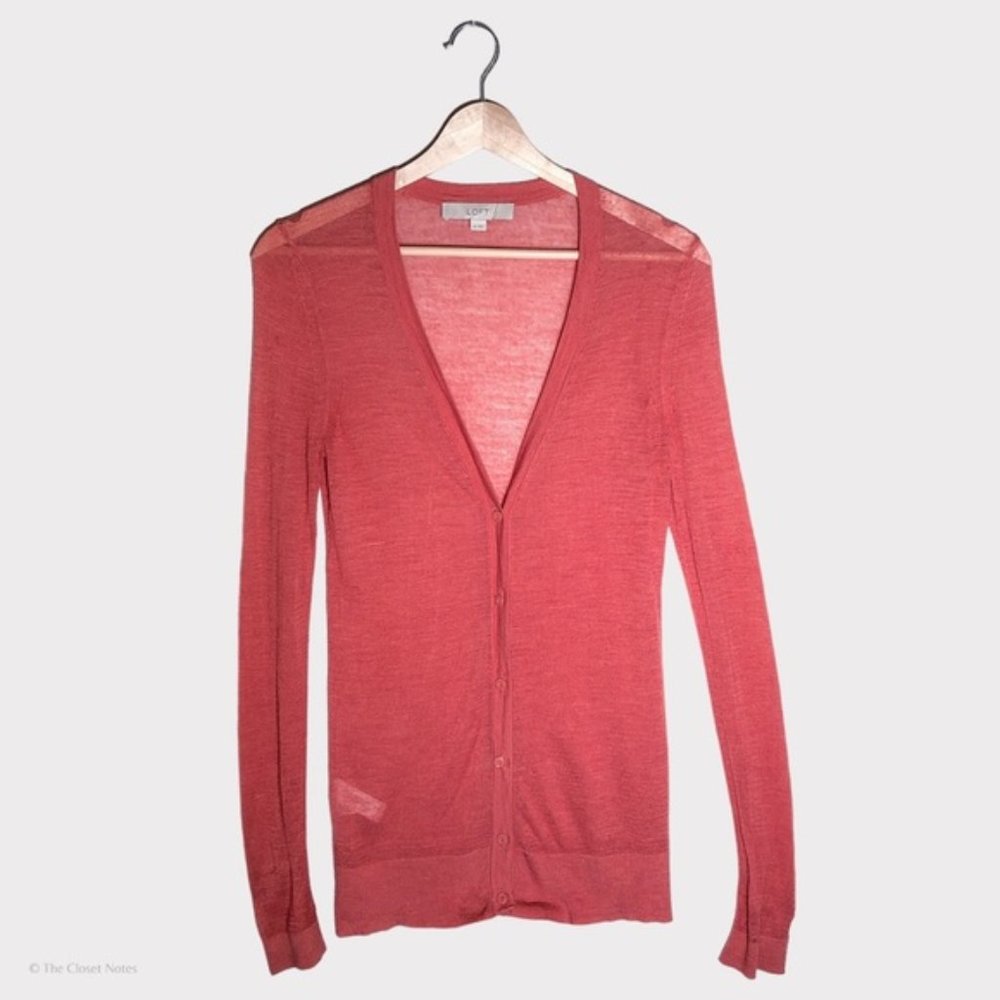 translucent pink long sleeve cardigan